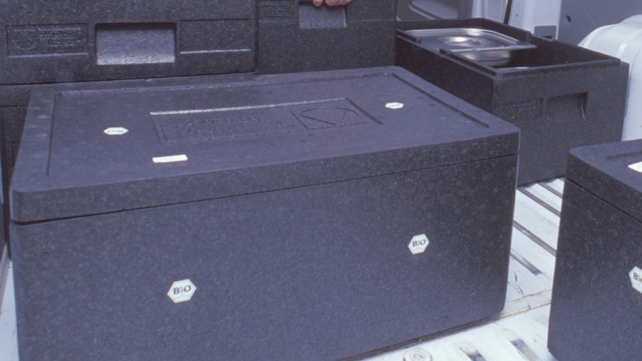 Thermo-Styroporbox auf einer Ladefläche © Pixxio Bild 015